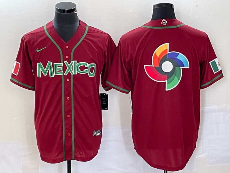 Men 2023 World Cub Mexico Blank Red Nike MLB Jersey24